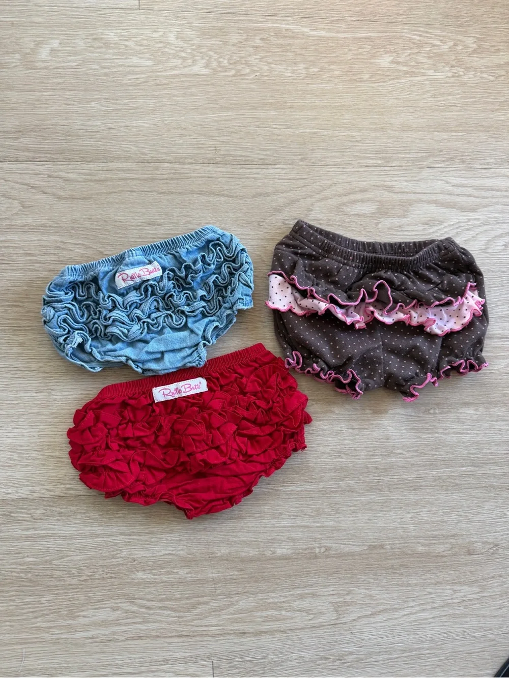 3 Ruffle Bloomers Lot 2 Ruffle Butts 6-12M and 1 Specialty Baby Brand 3-6M